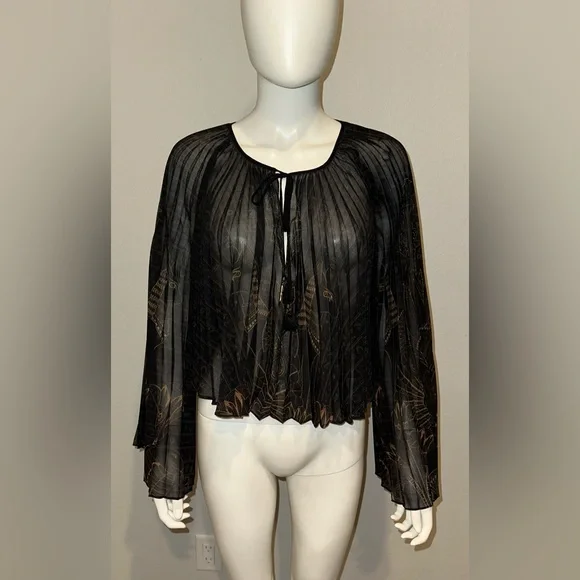 CAMILLA *Cobra King* black pleated double layer 2 pc Egyptian print dress top S - Picture 9 of 14